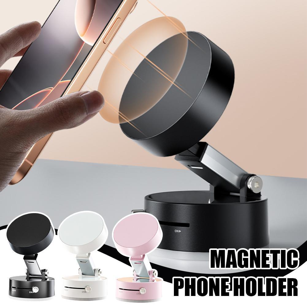 Foldable Magnetic Vacuum Car Phone Holder Foldable Suction Cup Hands-Free Navigation For Smart Phone