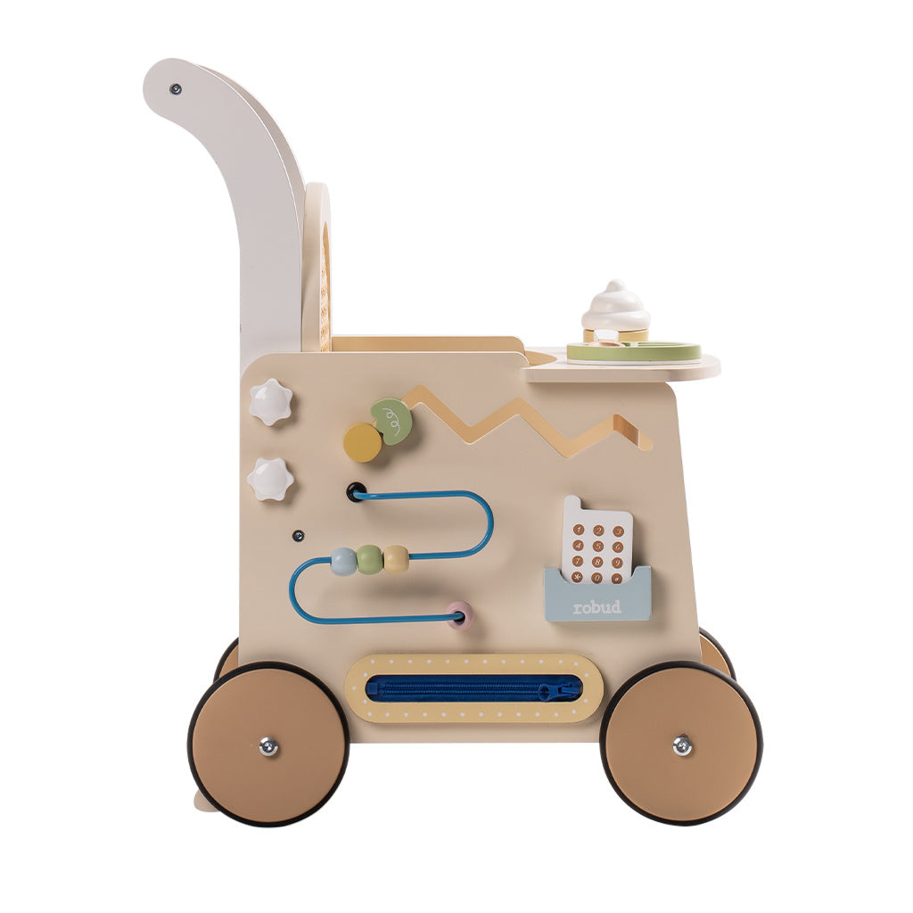 Robud Adjustable Speed Baby Push Walker Wooden Strollers Activity Center Toy