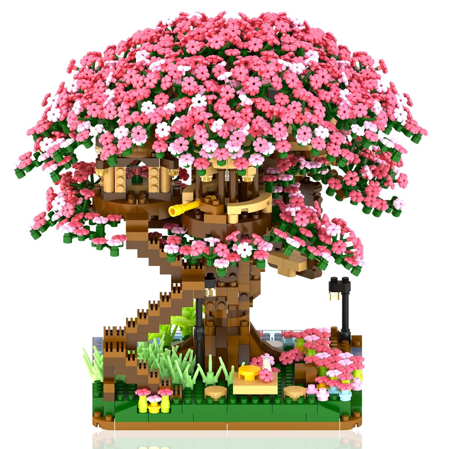 Children's Toys Mini Sakura Tree House Building Blocks City Street View Sakura Model Building Blocks DIY Toys