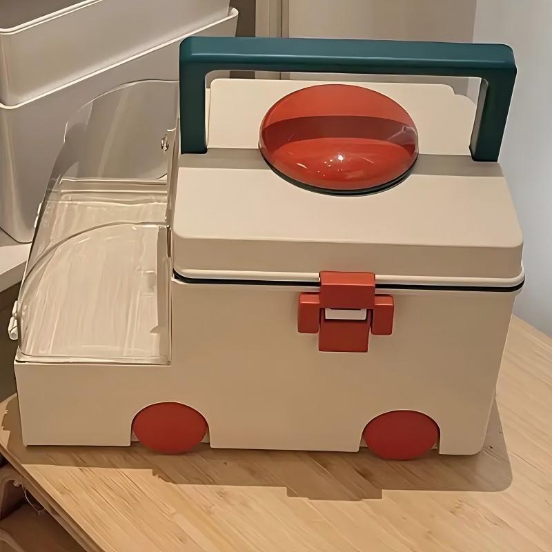 Large-capacity Ambulance-shaped Pill Storage Box With Lid, A Must-have For Home Decoration And Organization