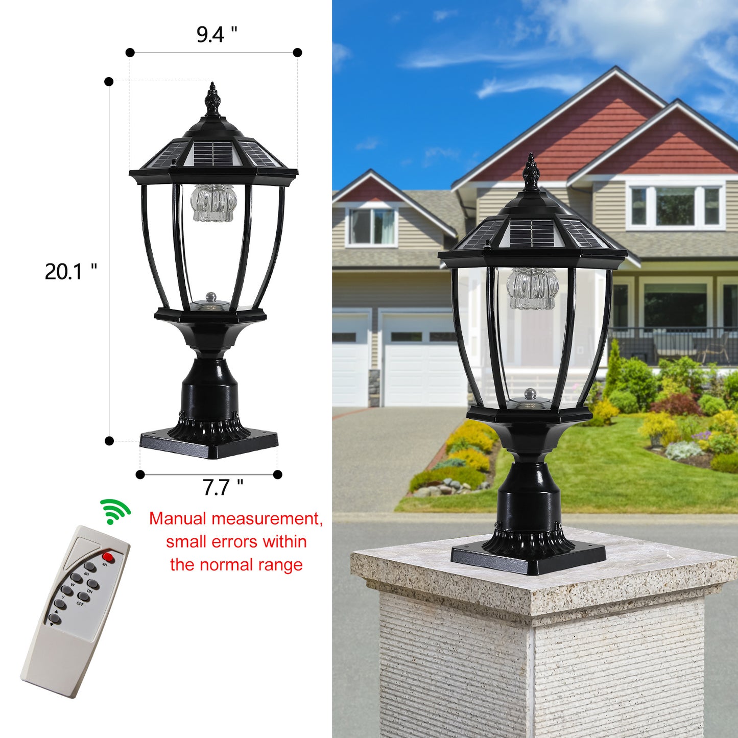 2-Pack Black Solar Powered LED Outdoor Lantern, Vintage Garden Light With Elegant Glass Design For Pathways, Yards, And Patios