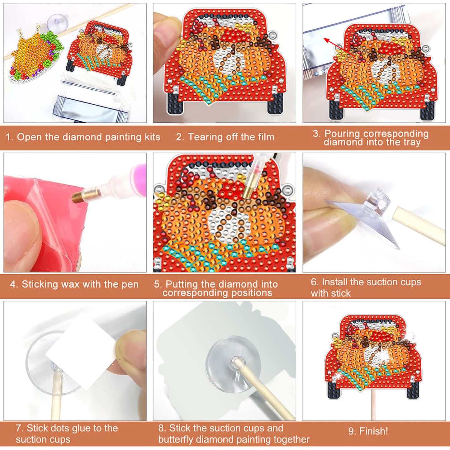 12 Packs Rhinestones Painting Art Kit