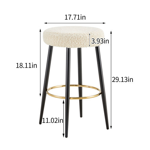 Counter Height Bar Stools Set Of 2, PU Kitchen Stools Upholstered Dining Chair Stools 24 Inches Height With Golden Footrest For Kitchen Island Coffee Shop Bar Home Balcony Silver Leaves Velvet