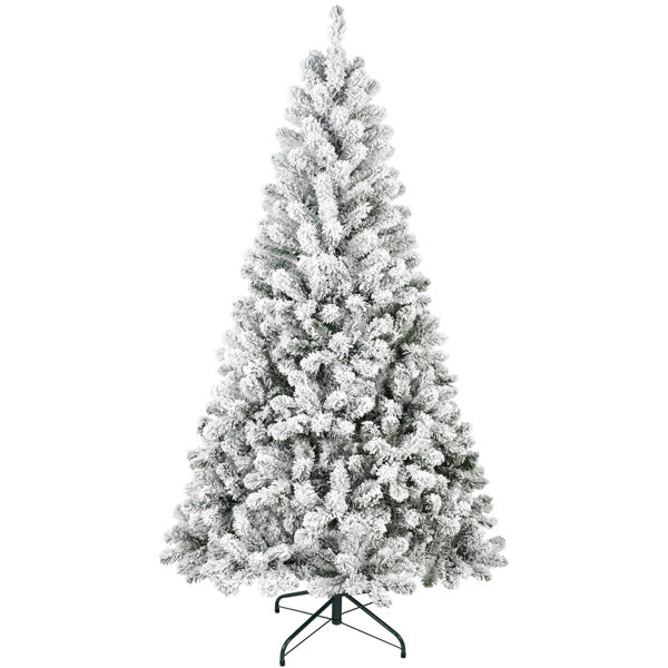 Artificial 4ft Flocked Christmas Tree With 233 PVC Branch Tips, Round Head, Foldable Base For Indoor Holiday Decorating