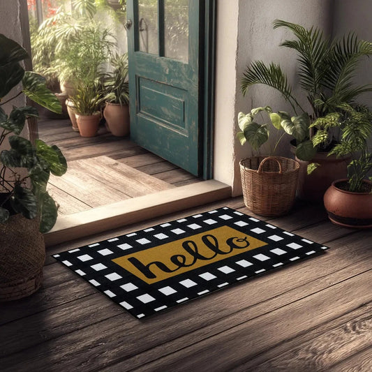 1PC Black-and-white Checkered Anti-slip Doormat, Bathrooms, And Kitchens. This StylishPrinted Mat Makes An Ldeal Housewarming Gift, Offering An Elegant Welcome And Long.lasting Durability