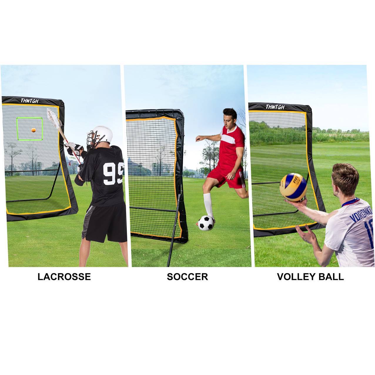 5x7 Ft Volleyball Lacrosse Ball Rebounder Basketball Volleyball Bounce Back Net