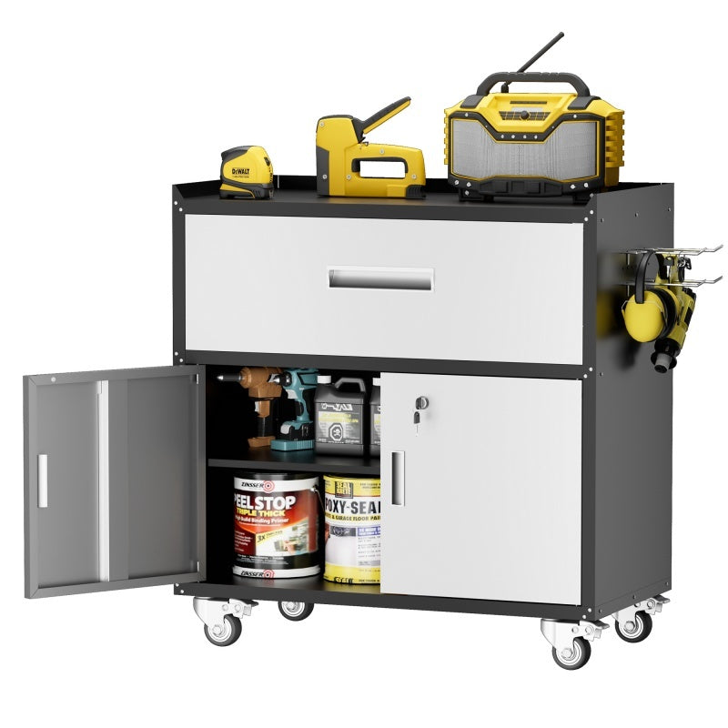 Metal Garage Cabinet, Rolling Tool Box With Wheels