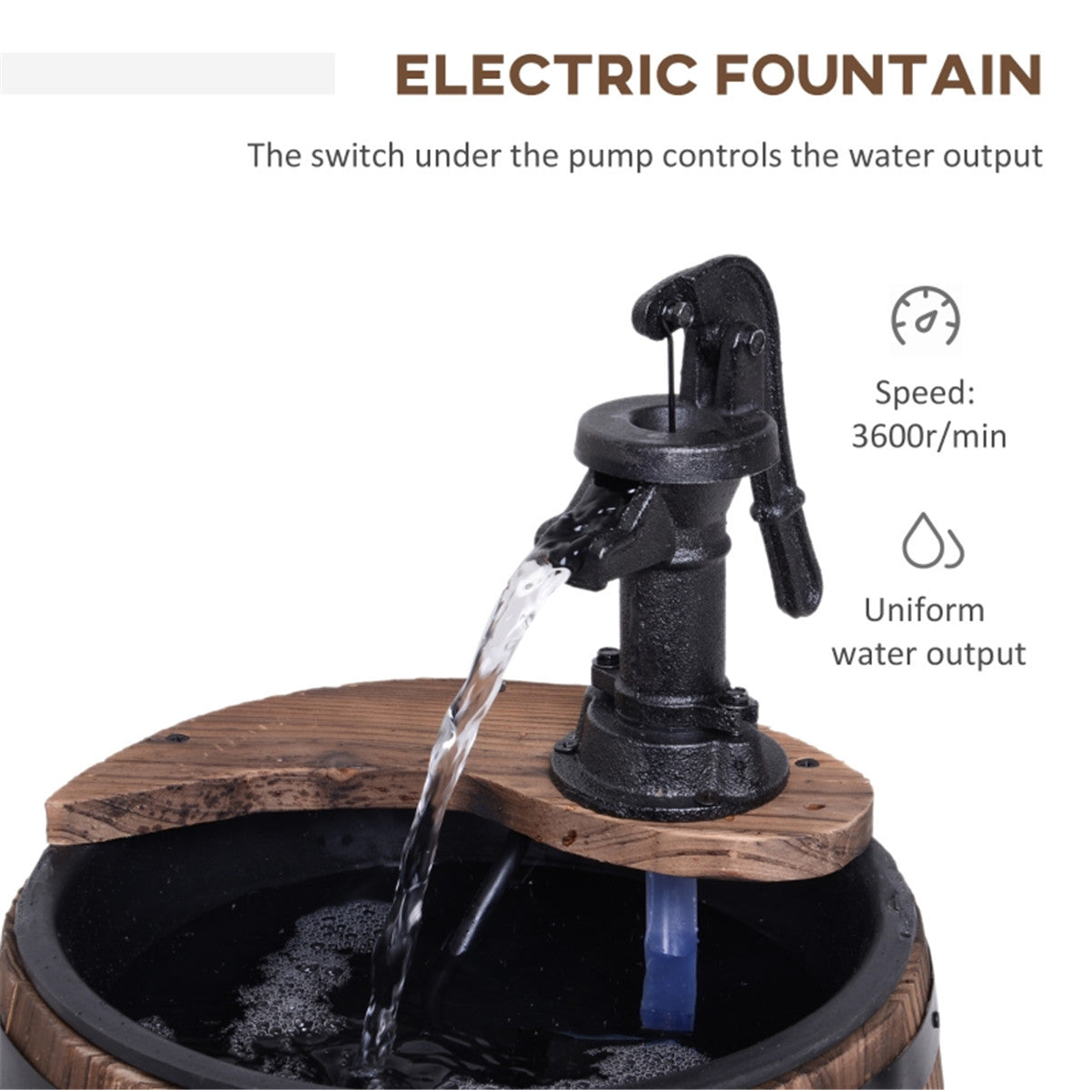 Fish Tank, Garden Patio Outdoor Fountain Electric Fount Pump