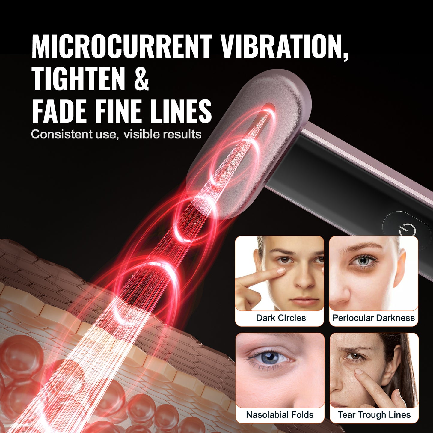 3 in 1 Red Light Therapy Wand For Face, 7Color LED Facial Wand Red Light Therapy Device With Heatig Therapy Microcurrent Vibrating Massage, Portable LED Beauty Wand For Face, Neck