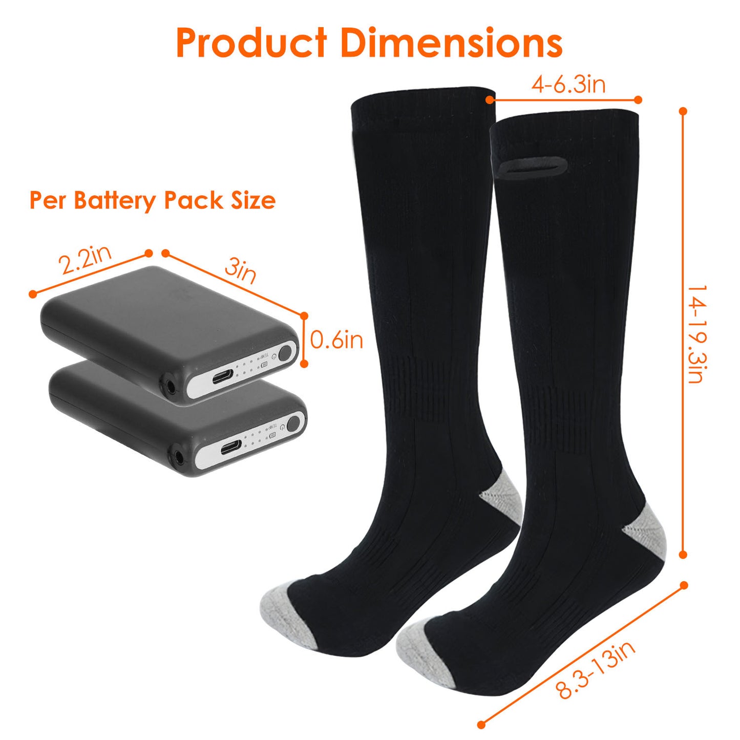 1Pair  Electric Heated Socks For Men Women Battery Powered Heated Socks Rechargeable Feet Warmer With 4 Temperature Levels Indoor Outdoor Machine Washable