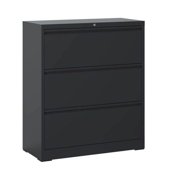 3 Drawer Lateral File Cabinet With Lock Heavy-Duty Metal Filing Cabinet For Home Office, Wide Storage For Letter Legal A4 F4, Silent Full-Extension Slides, Anti-Tilt Safety