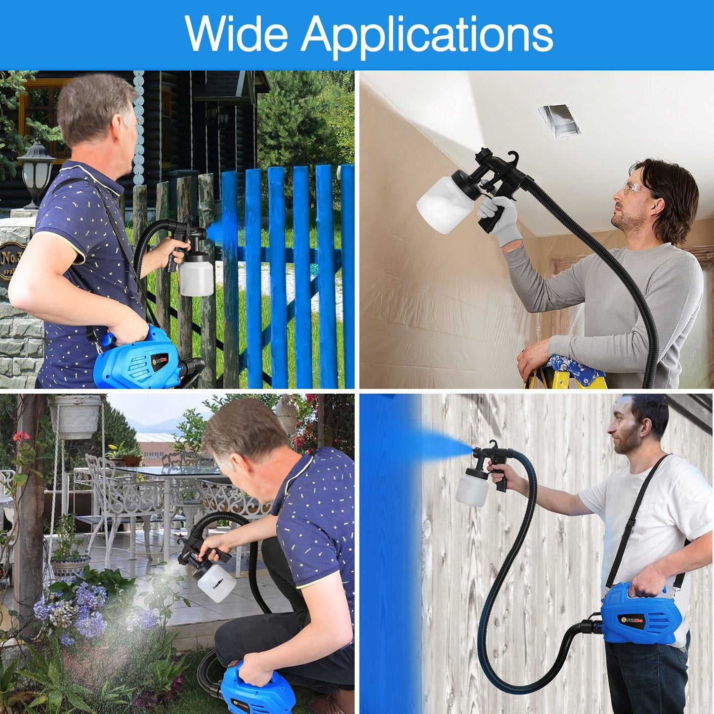800ML Paint Sprayer 650W, minimum Output HVLP Oil Primer Water Spray, With 3 Spraying Modes Motor And Removable Container