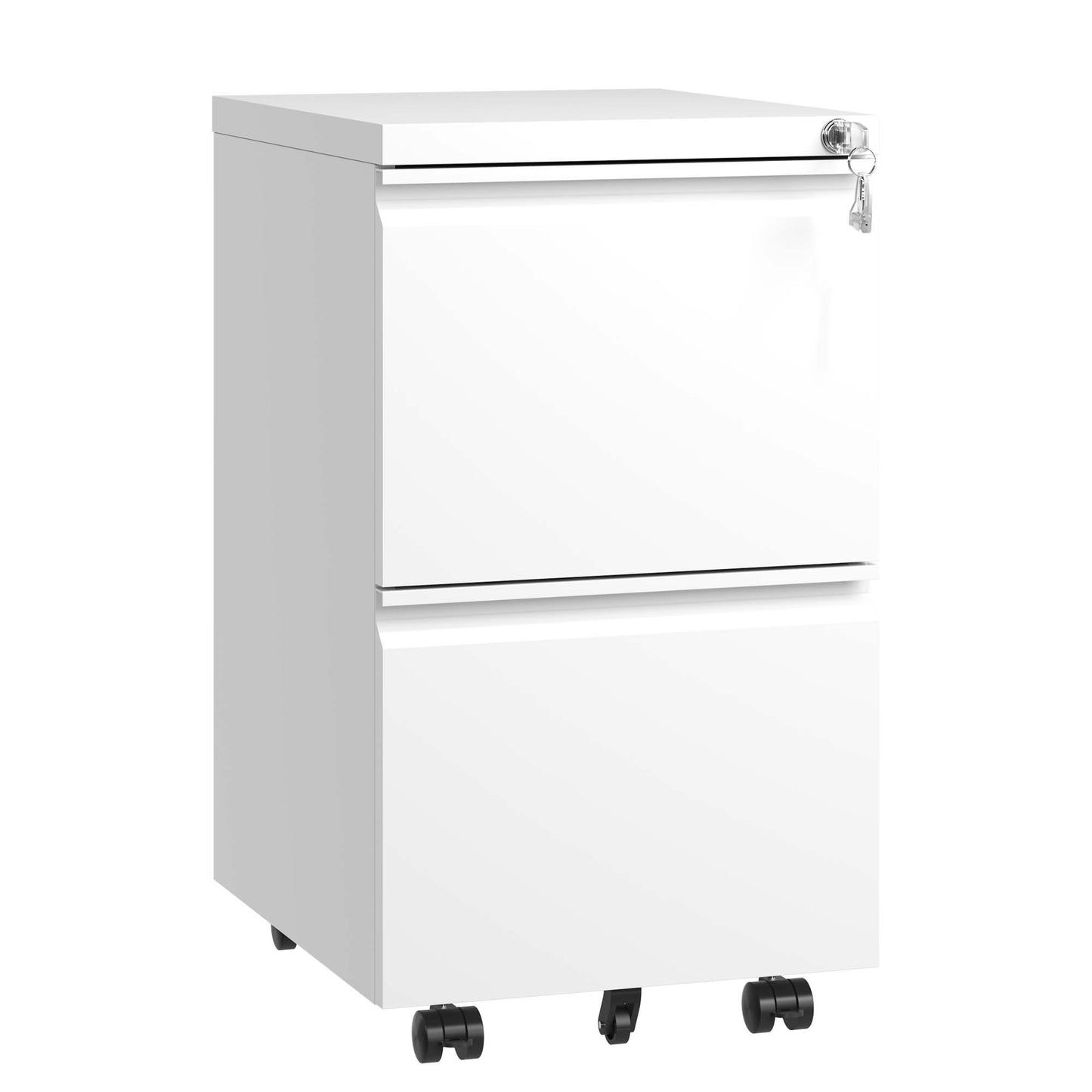 2 Drawer Metal  Mobile File Cabinet, Rolling File Cabinet With Lock For Hanging Legal Letter A4 Size,Fully Assembled Except Wheels