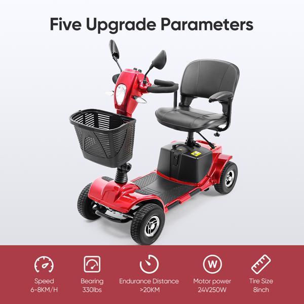 Foldable 4-wheel Electric Scooter With Basket And Extended Battery
