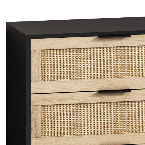 Drawers Rattan Storage Cabinet Rattan Drawer,for Bedroom,Living Room,Black