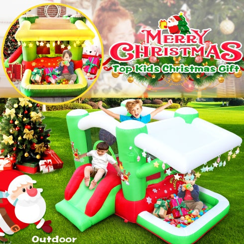 Christmas Jump  N Slide Inflatable Bouncer For Kids Complete Setup With Blower - 80 X 91 Play Area - 55 Tall