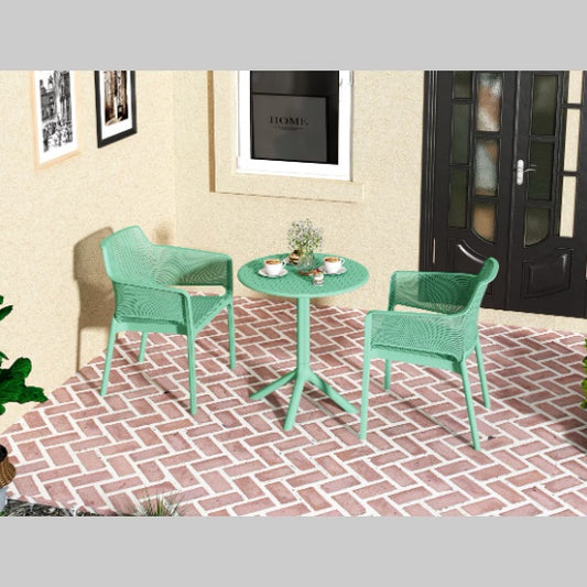 3 Piece Plastic Arm Chair Bistro GRS Premium Ocean Plastic Patio Set