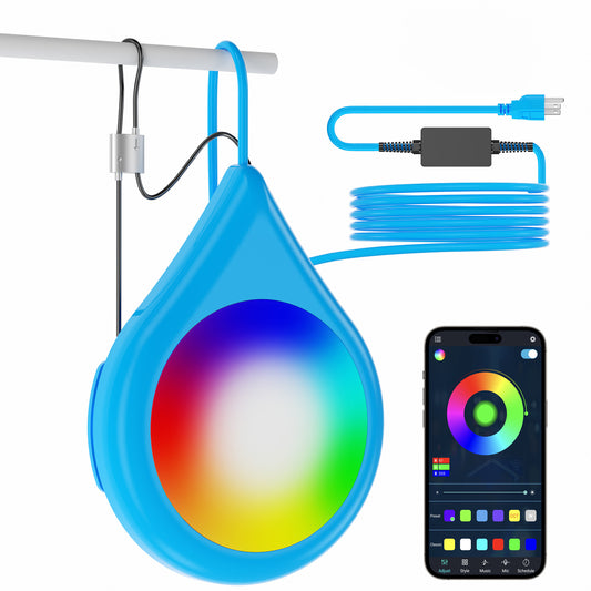 Multicolor Smart Bluetooth Waterproof Swimming Pool SPL-FLL00X 6-inch 12V 20W Blue Droplet Shaped RGB Pool Light 26FT