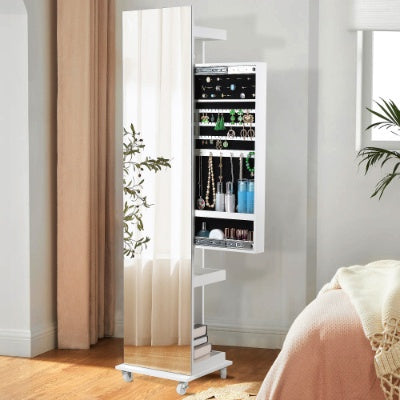 Full Length Mirror 360 Swivel Jewelry Cabinet
