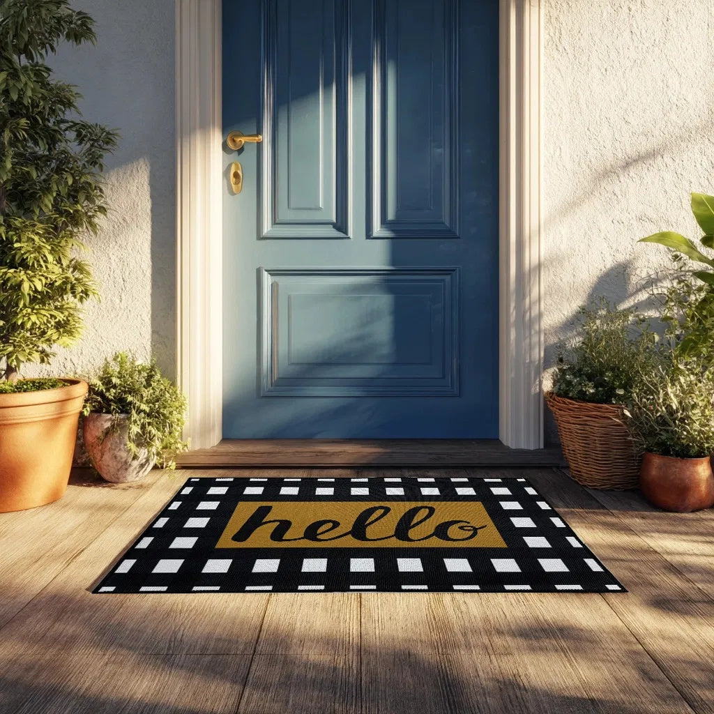 1PC Black-and-white Checkered Anti-slip Doormat, Bathrooms, And Kitchens. This StylishPrinted Mat Makes An Ldeal Housewarming Gift, Offering An Elegant Welcome And Long.lasting Durability