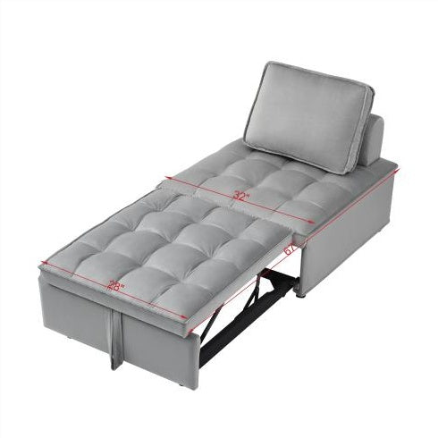 Convertible Sleeping Sofa Bed, Modern Velvet Fabric Single Seater Sofa, Sleeping Sofabed With 1 Back Pillow And Removable Back, Single Comfortable Recliner Sofabed For Office, Living Room Apartment