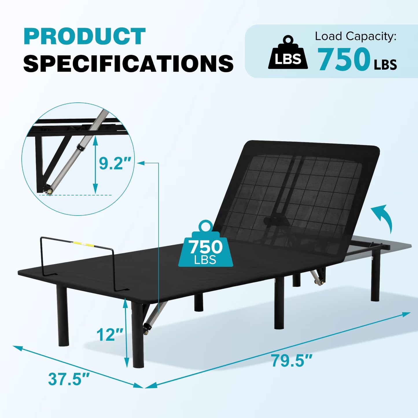 Adjustable Bed Base,Bed Frame With Head And Foot Incline,Anti-Snore, Wireless Control, TXL