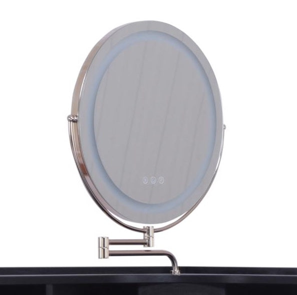Black Dressing Table Stool Set, Movable Mirror, Tri Color Illuminated Mirror, Four Drawers, With Socket