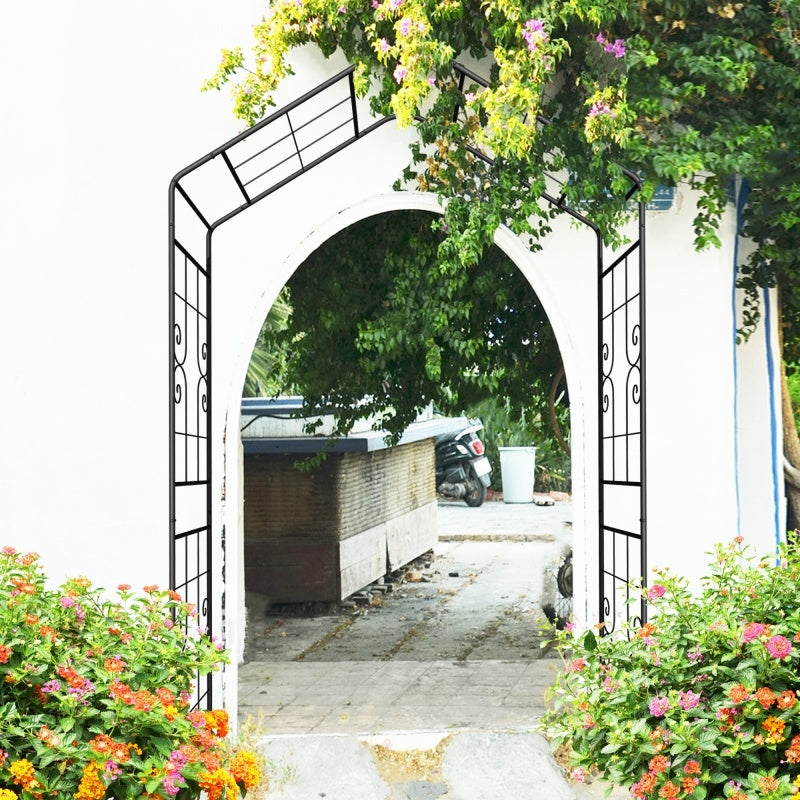 Metal Garden Arch, 56.3 Inches Long X 16.93 Inches Wide X 94.5 Inches High, Climbing Plant Support, Rose Arch, Outdoor Black,