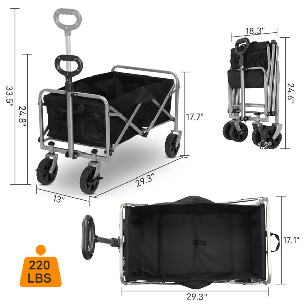 Silver Frame Oxford Cloth Garden Folding Cart