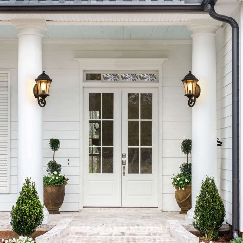 Outdoor Waterproof Glass Retro Wall Light Support Many Types Of Bulbs -2 Packs With Light Sensing