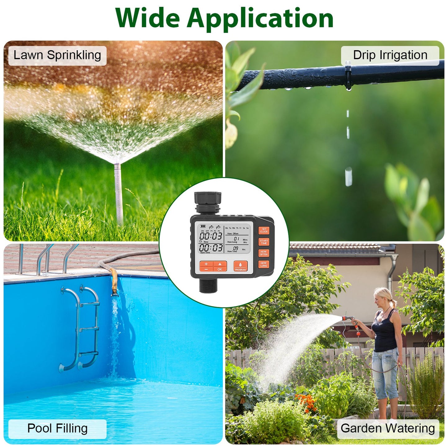 1Pc Sprinkler Timer With 3 Watering Programs Manual Mode Automatic Watering System Waterproof Irrigation Timer House Faucet Timer For Garden Yard Lawn
