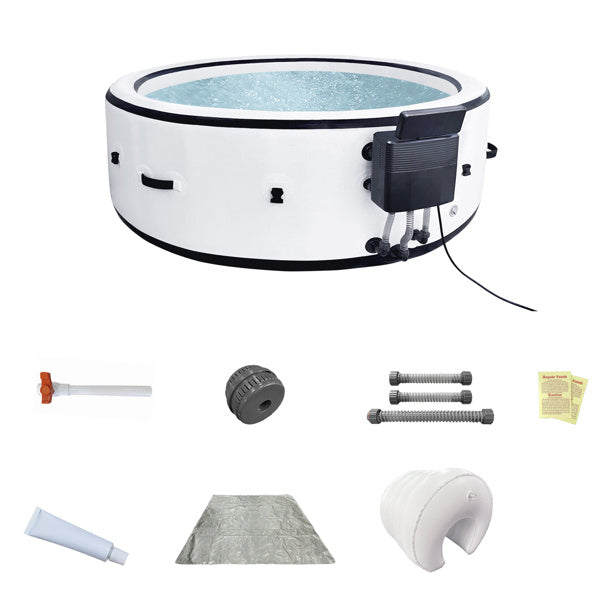 Inflatable Hot Tub Portable Spa Pool Outdoor Spa For 4-6 People With Cover Equipped With 6 Color Light Beads