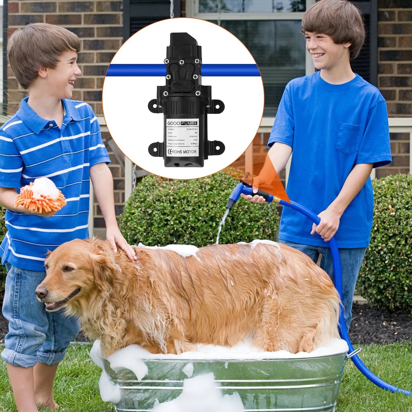 12V Water With 2 Hose Clamps 130PSI Self Priming Sprayer 70W Electric Diaphragm Water 6L Min For RV Camper Marine Boat