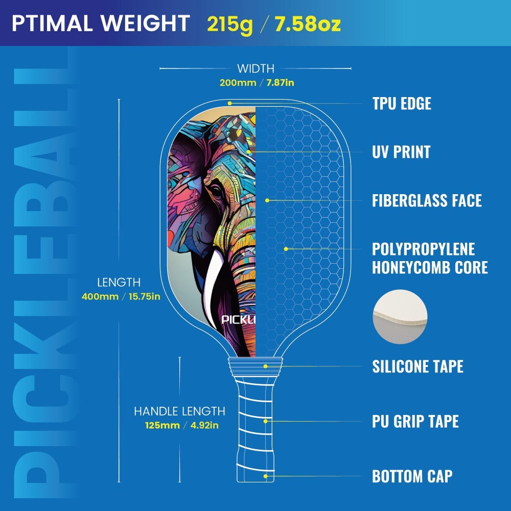 Pickleball-Paddles-Set Outdoor Sports Fiberglass Faced PP Honeycomb Core Racket