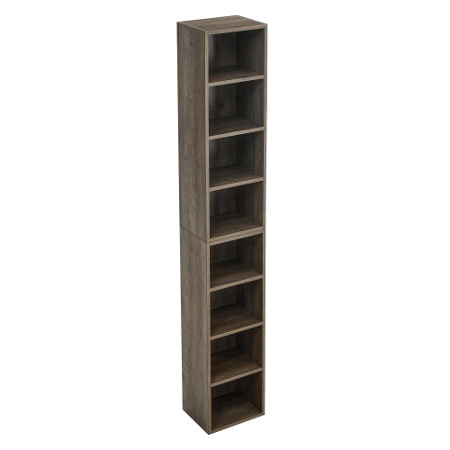 8 Tier Media Tower, CD DVD Slim Locker With Adjustable Shelves, High & Narrow Bookshelf Display , Suitable For Home Office, Multifunctional Double Deck Bookshelf