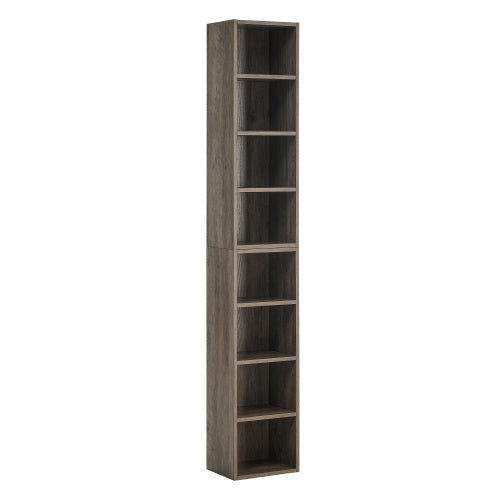 8 Tier Media Tower, CD DVD Slim Locker With Adjustable Shelves, High & Narrow Bookshelf Display , Suitable For Home Office, Multifunctional Double Deck Bookshelf
