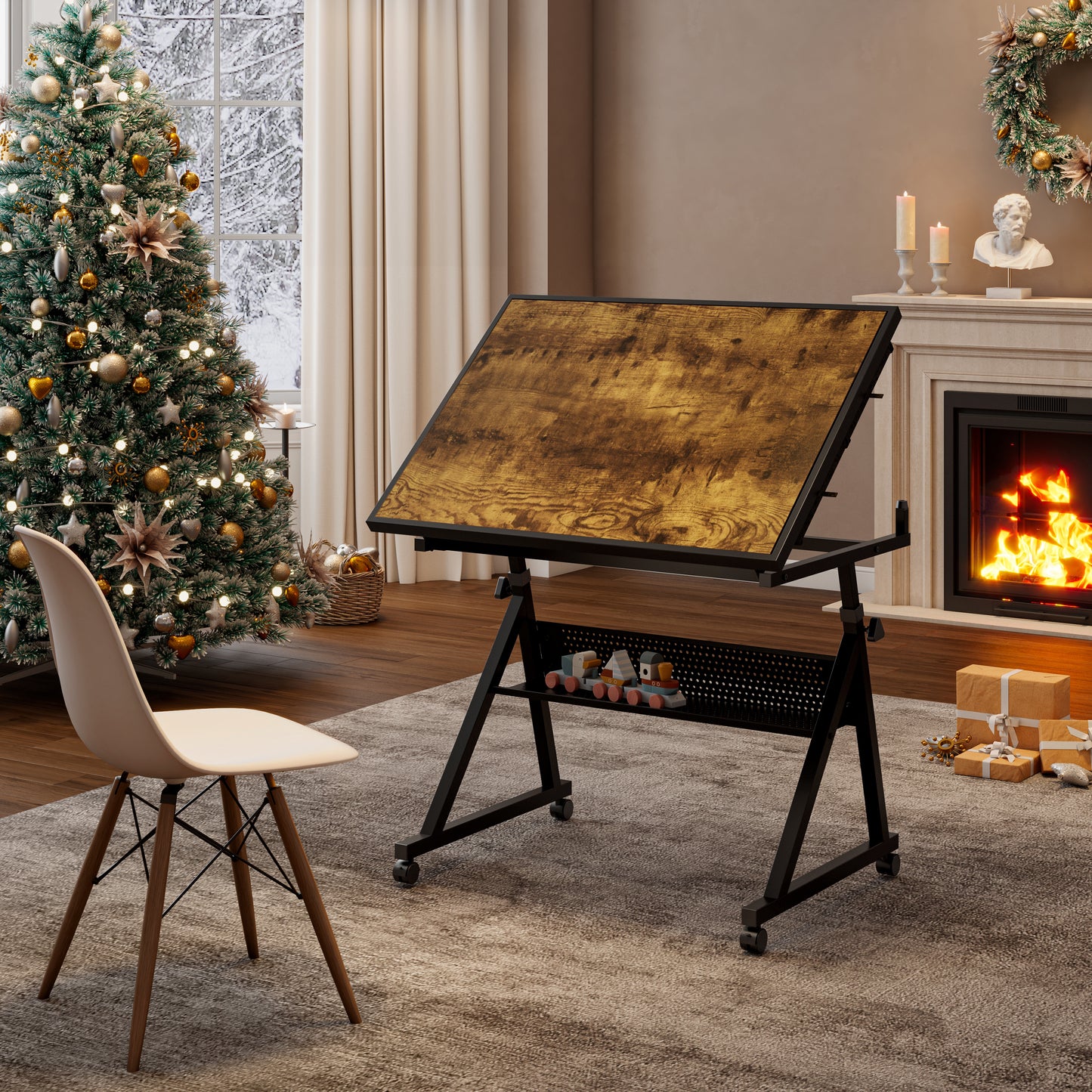 1500 Pieces Jigsaw Puzzle Metal Table Board For Adults Gift With 4 Trays Black