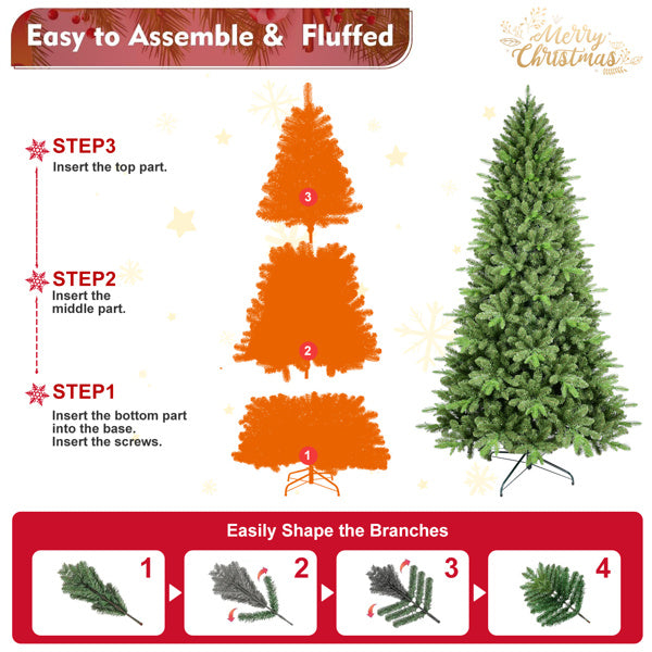 Artificial 6ft Green Christmas Tree With 1168 PE PVC Mixed Branch Tips, Hinged Premium & Foldable Base For Indoor Holiday Decorating