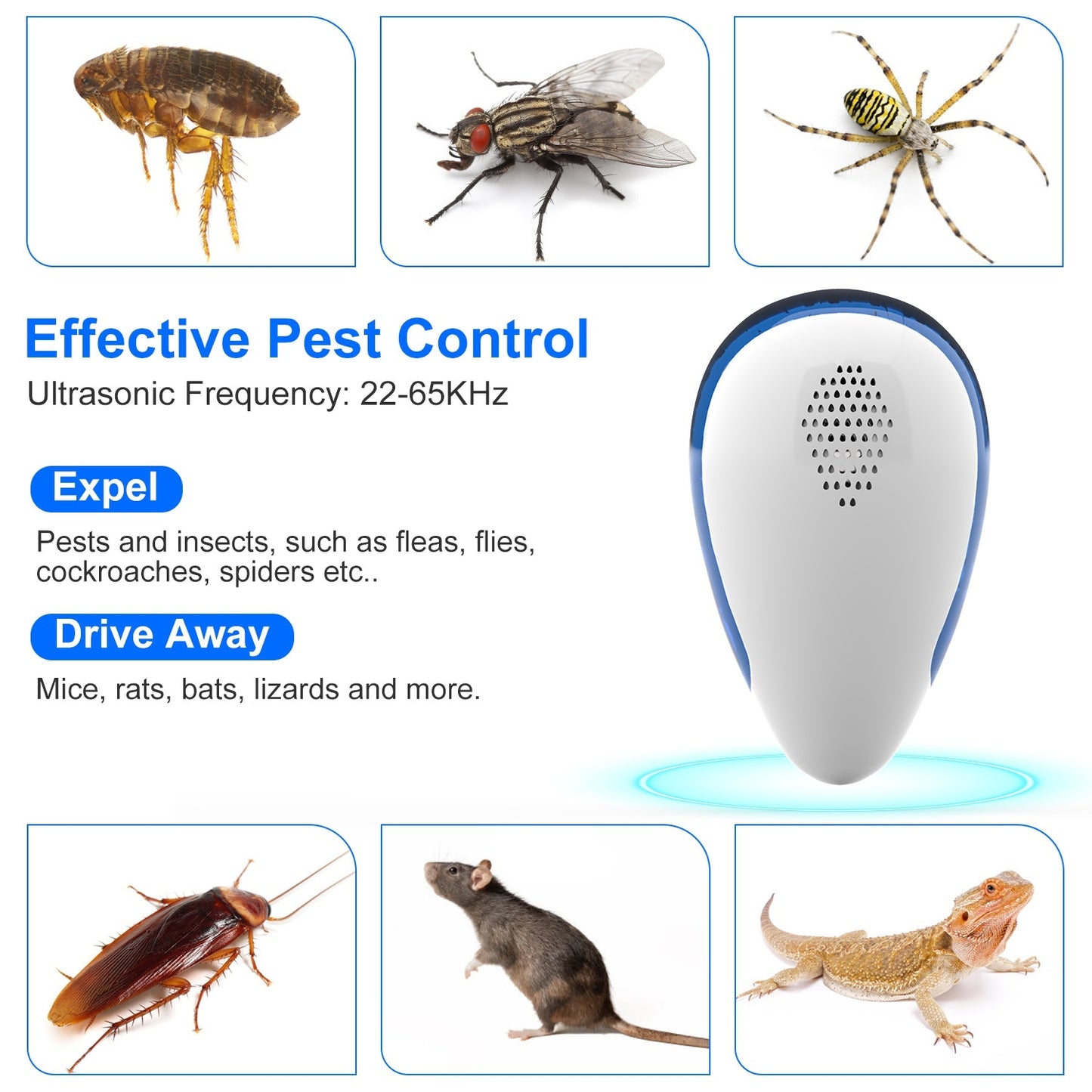 6 Pack Ultrasonic Pest Repeller Indoor Plug In Bug Repellent Mosquito Spider Ant Roaches Mice Control For Bedroom Garage Warehouse Office