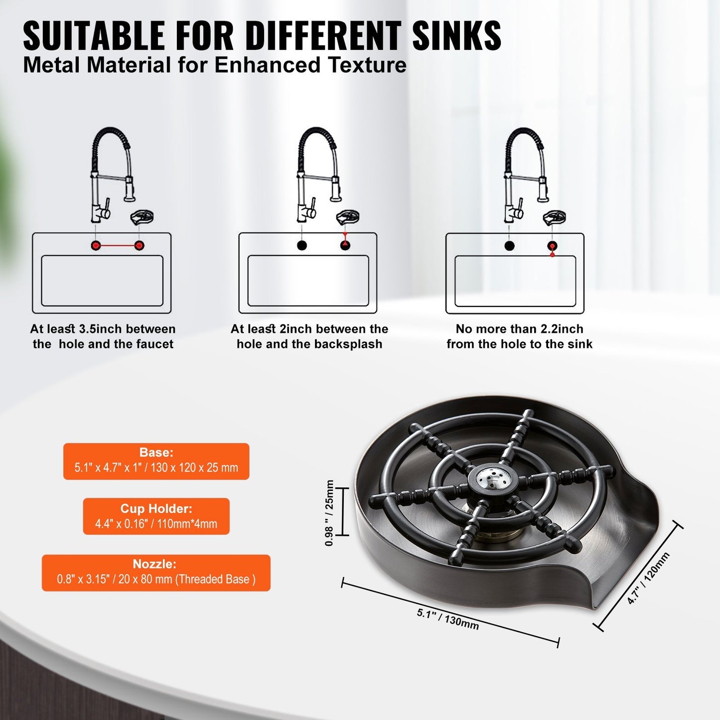 Glass Rinser, 10 Powerful Spraying Jets 360  Rotating Cup Rinser For Sink, 304 Stainless Steel Faucet Cup Washer With ABS Cup Holder For Baby Bottle, Glass Cup, Wine Glass