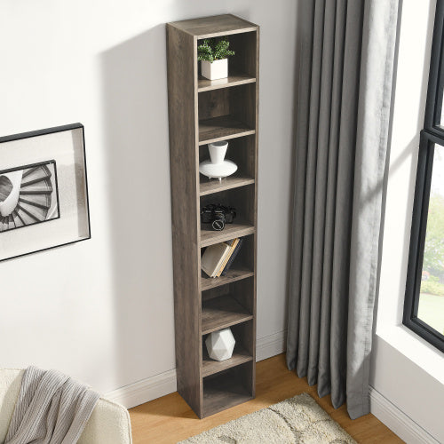 8 Tier Media Tower, CD DVD Slim Locker With Adjustable Shelves, High & Narrow Bookshelf Display , Suitable For Home Office, Multifunctional Double Deck Bookshelf