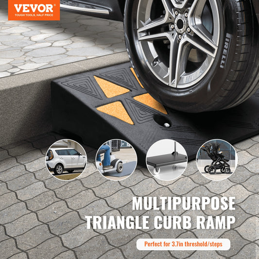 VEVOR Rubber Curb Ramp Rise Height Sidewalk Curb Ramp, Driveway Ramp For Curb, 15T Heavy Duty Rubber Ramp For Forklifts, Trucks, Buses, Cars, Wheelchairs, Bikes
