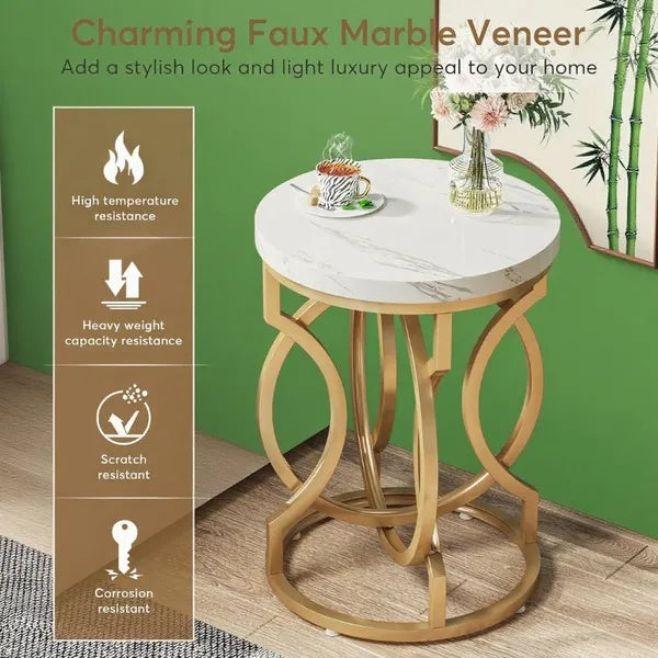 O Shaped Gold Metal Frame End Side Accent Table