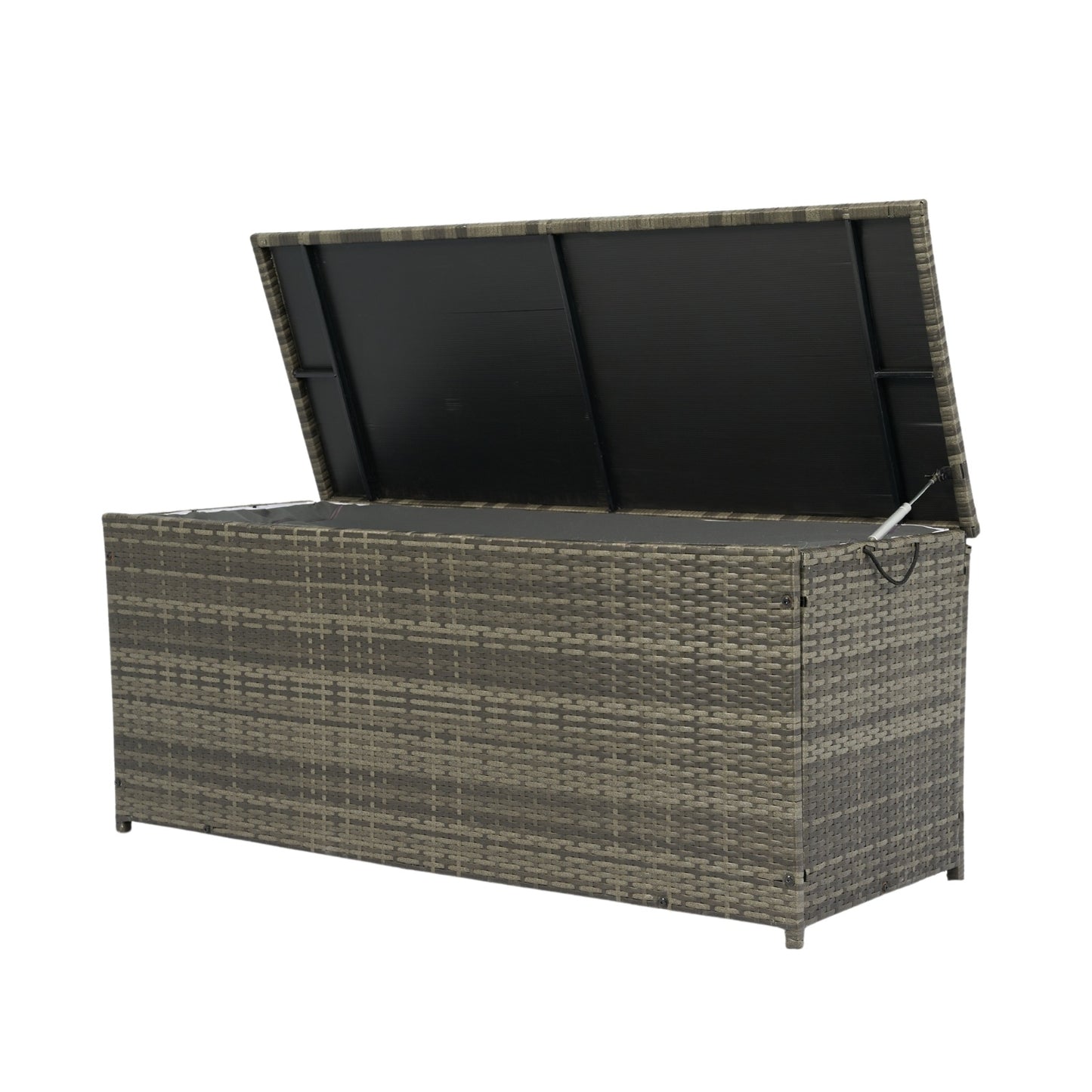 113 Gallon Wicker Patio Deck Box With Lid For Outdoor Cushion Storage