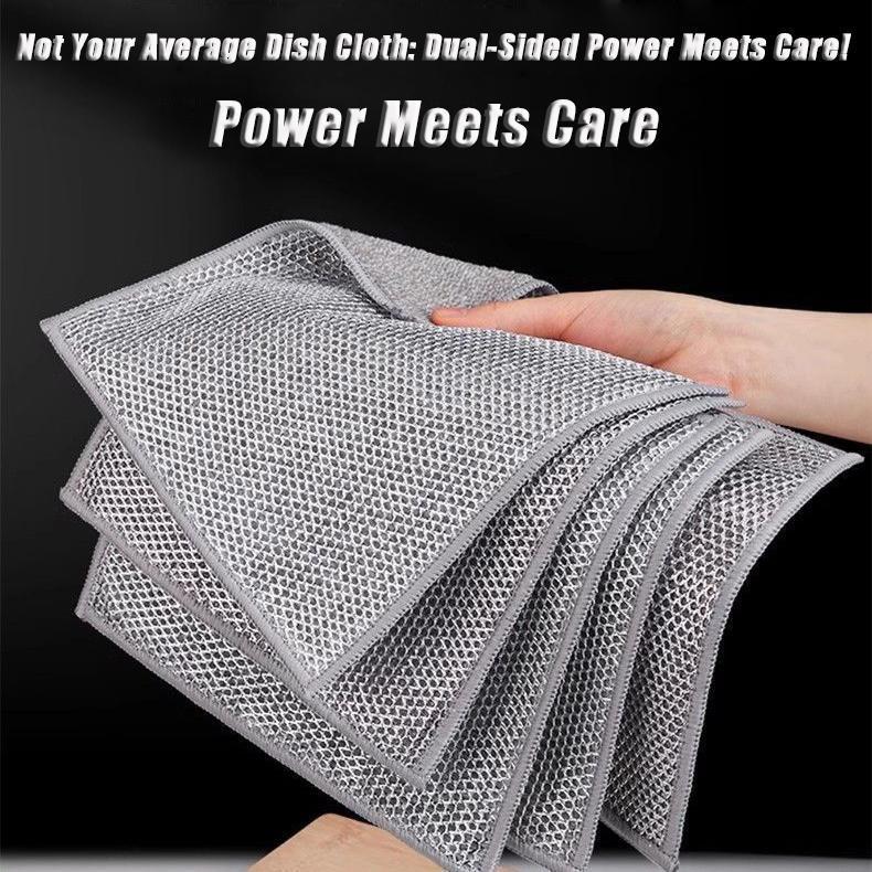 2025 Upgraded Version Scratch-Free Double-Sided Dishwashing Cloth Set Stainless Steel Mesh And Microfiber Material Reusable And Washable Multifunctional Kitchen Cleaning