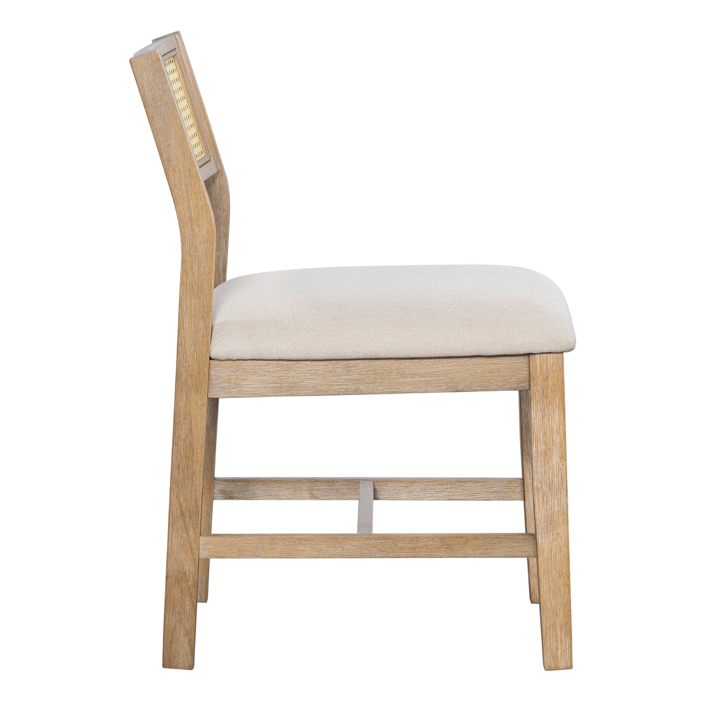 TREXM 6-piece Retro Farmhouse Style Dining Set, Rectangular Table And 4 Upholstered Chairs With Ratt