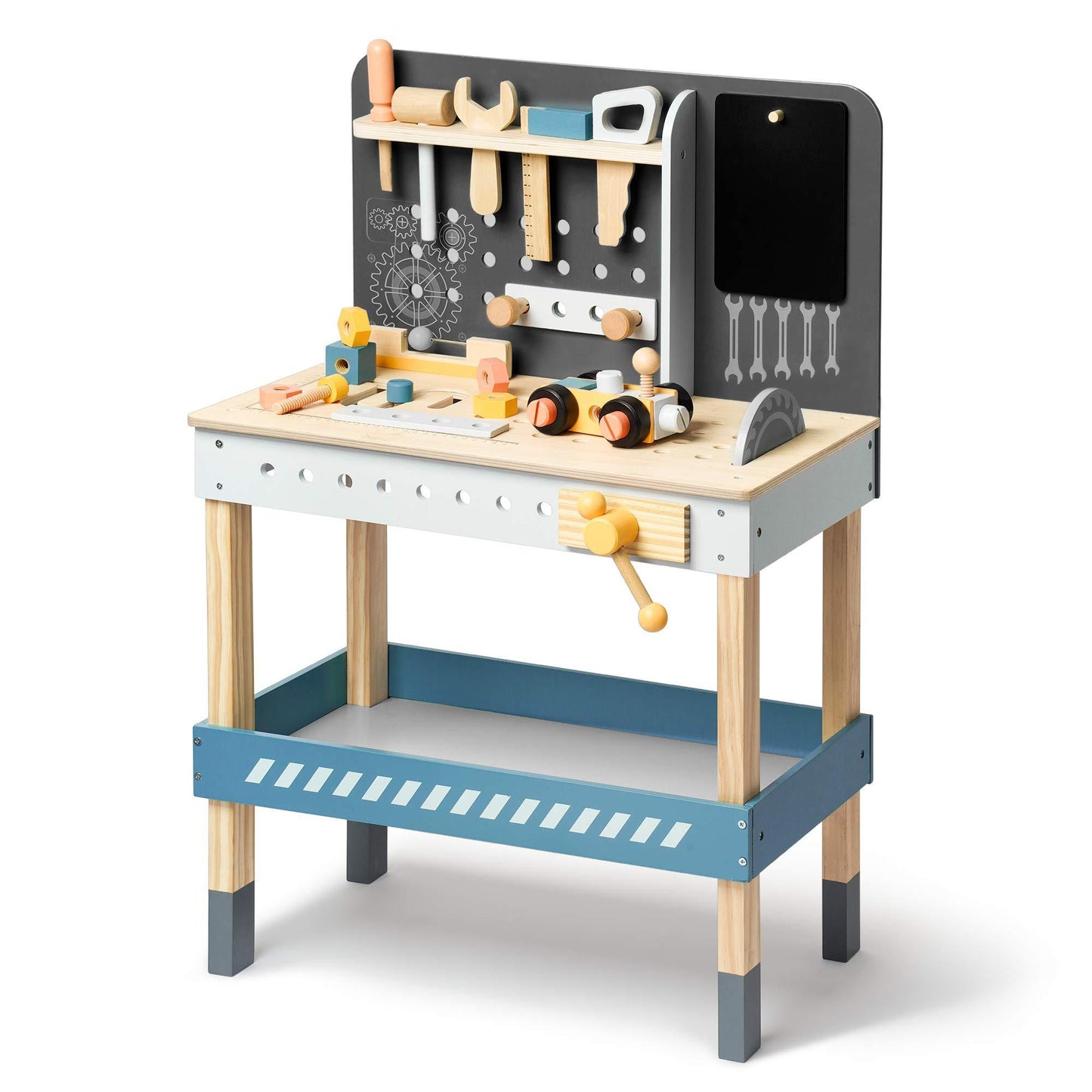 ROBOTIME Wooden Tool Bench For Kids Toy Play Workbench Workshop With Tools Set