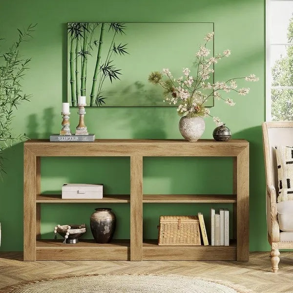 Rustic Wood 3 Tier Console Table