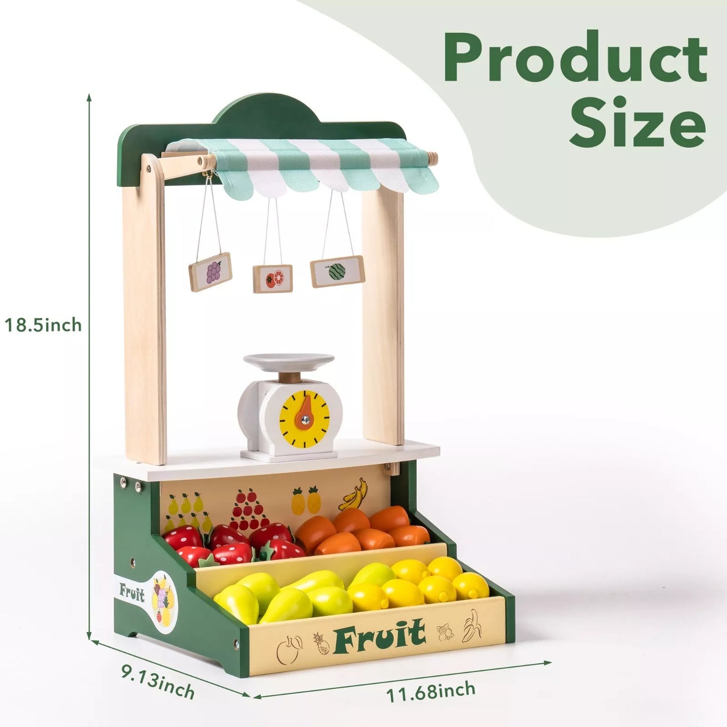 ROBOTIME Wooden Farmers Market Stand Fruit Stall Toy Grocery Store Set For Kids