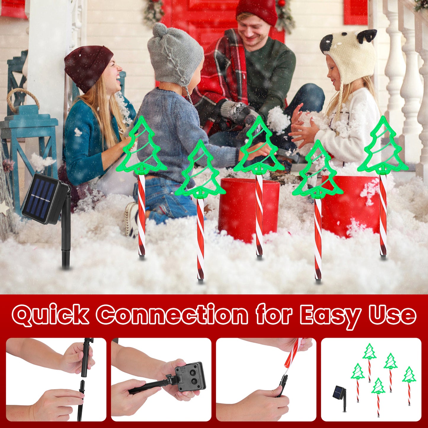 Deer Or Tree Options 5Packs Christmas Outdoor Pathway Light With 8 Modes IP44 Waterproof Xmas Decoration Stake Light Tree Candy Light For Garden Lawn Porch Yard Driveway